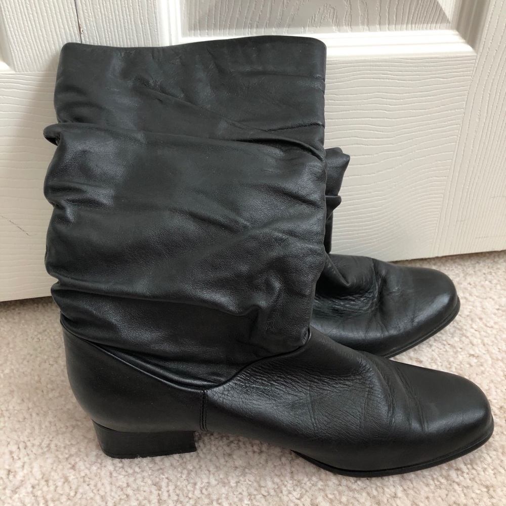 Liz Baker mid calf leather booties in black